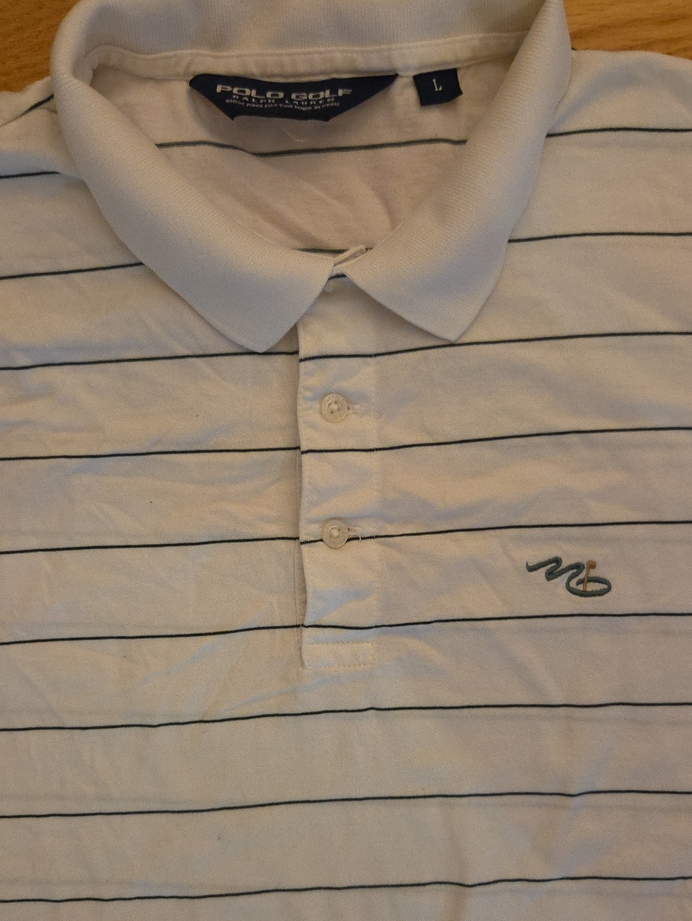 Polo Golf Ralph Lauren White Striped Polo Shirt Size L Myopia Hunt Club Crest
